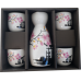 Temple & Cherry Blossom Sake Set - (4) 4.5cm Cups & (1) 13cm Sake Server