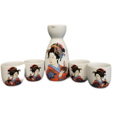 Geisha Sake Set - (4) 4.5cm Cups & (1) 13cm Sake Server