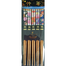 5-Pair 9.5" Bamboo Chopsticks - 五色花
