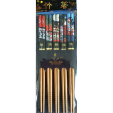 5-Pair 9.5" Bamboo Chopsticks  - Lucky Cat (招財貓)