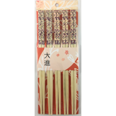 5-Pair 9.5" Bamboo Chopsticks - Flower