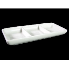 White Procelain Divided Sauce Dish 6" x 2.75"