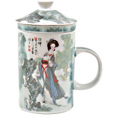 12oz (4 1/4"H) Cup w/Lid & Strainer - Xi Shi