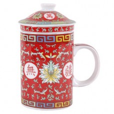 12oz (4 1/4"H) Cup w/Lid & Strainer - Red Longevity