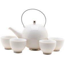 White Tea Set: 1 Tea Pot & 4 Cups