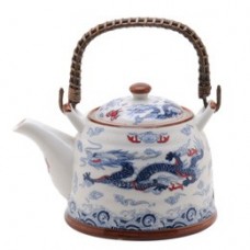 WhiteTea Pot with Blue Dragon Design